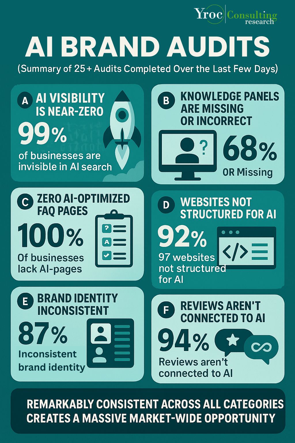 AI Brand Audit Research infographic in 2025 by Yroc Consulting - leader in AI Search Optimization